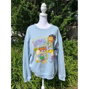 NWT Retro Rugrats Carteen Light Blue Graphic Unisex Adult Sweatshirt Size Medium